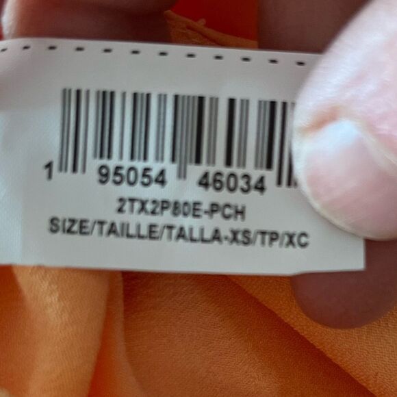 BCBG MAXAZRIA light orange/yellow asymmetrical wrap skirt, side zipper, XS - Picture 5 of 13